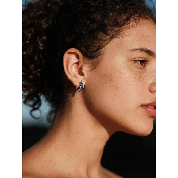 🆕 Men Black Stud Huggie Earrings Punk Rock Sterling Stainless Steel Dinosaur - Picture 3 of 7